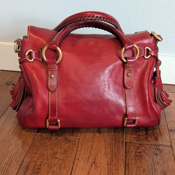 Dooney & Bourke Florentine Red Leather Satchel Handbag